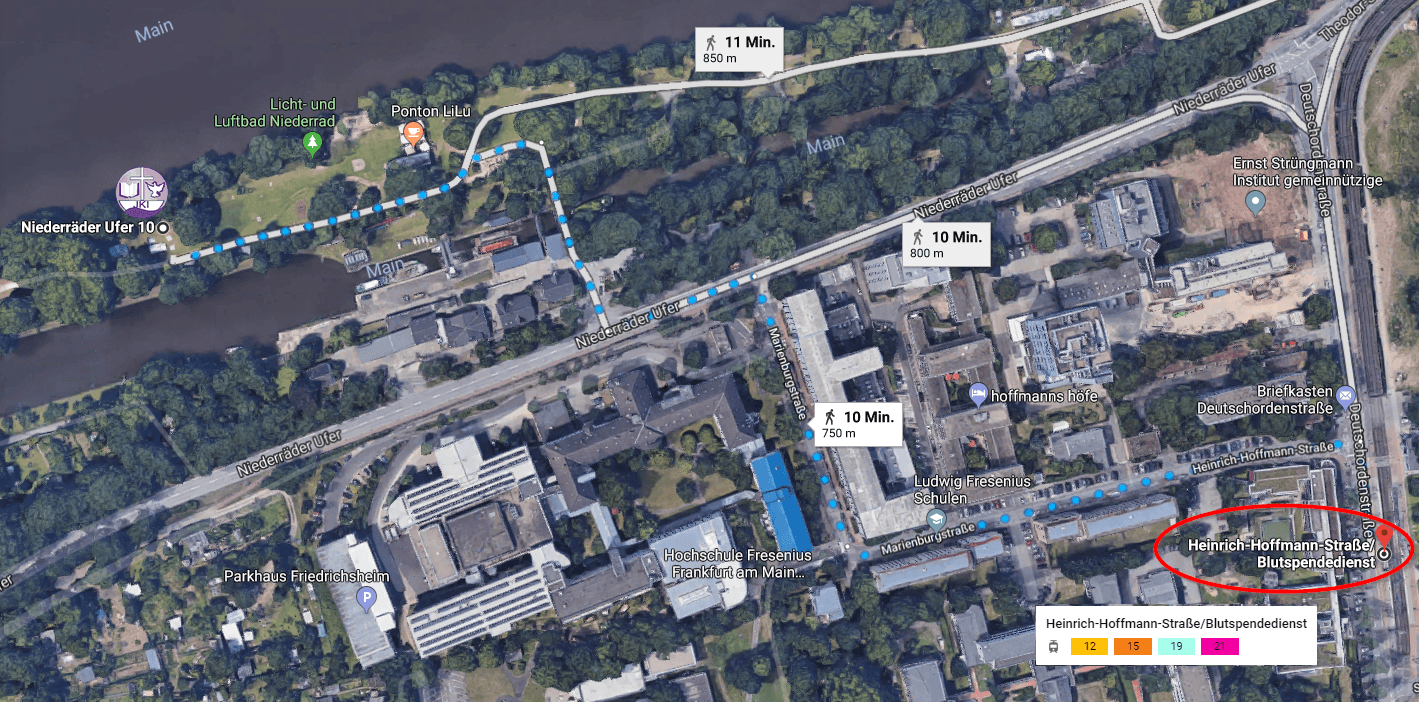 Wegbeschreibung Freiluftgottesdienst (Tram 12, 15, 19 und 21)